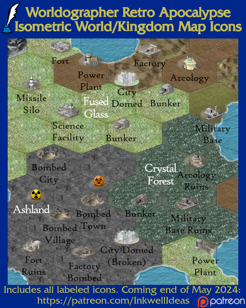 Worldographer 2024 Isometric World/Kingdom PNG Map Icons