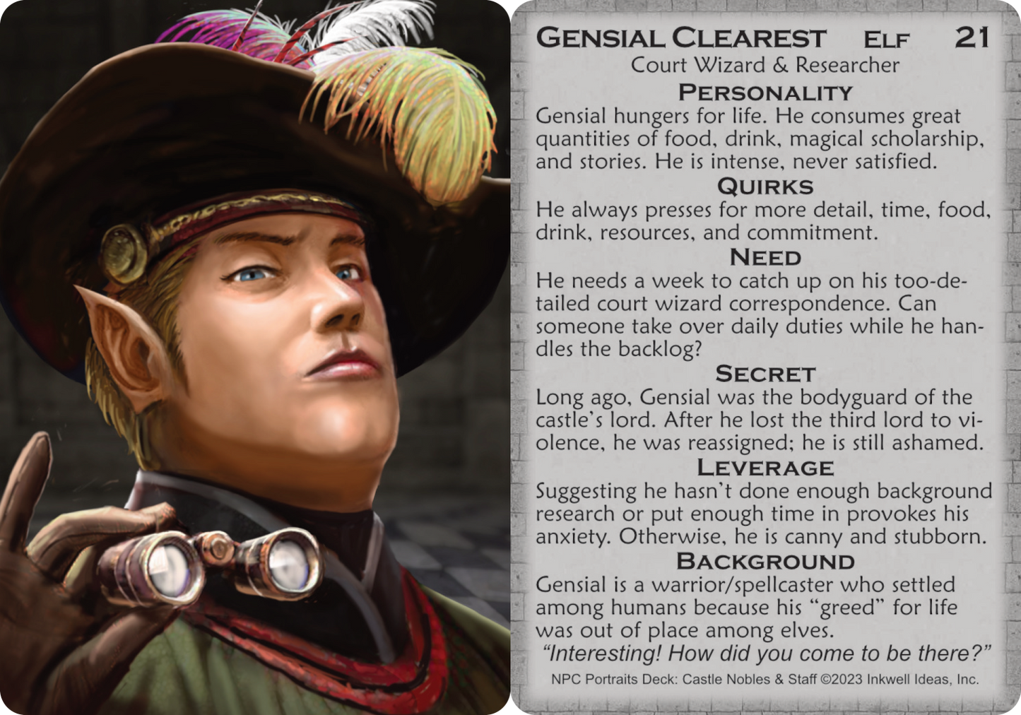 NPC Portraits Deck: Castle Nobles & Staff