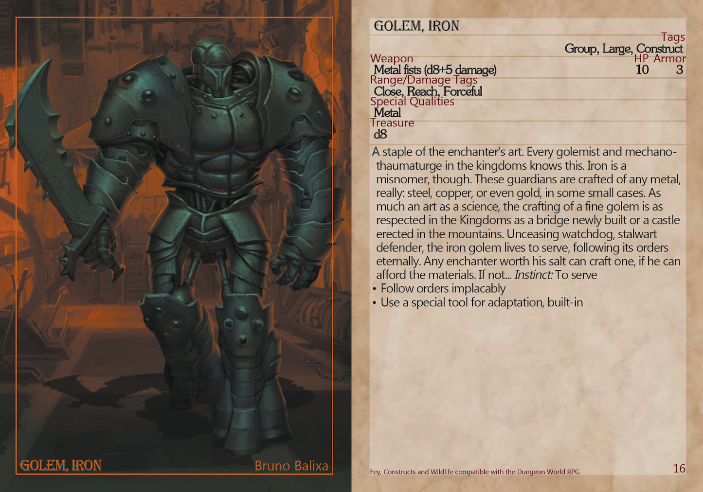 Dungeon World Creature Decks: Fey Constructs & Wildlife