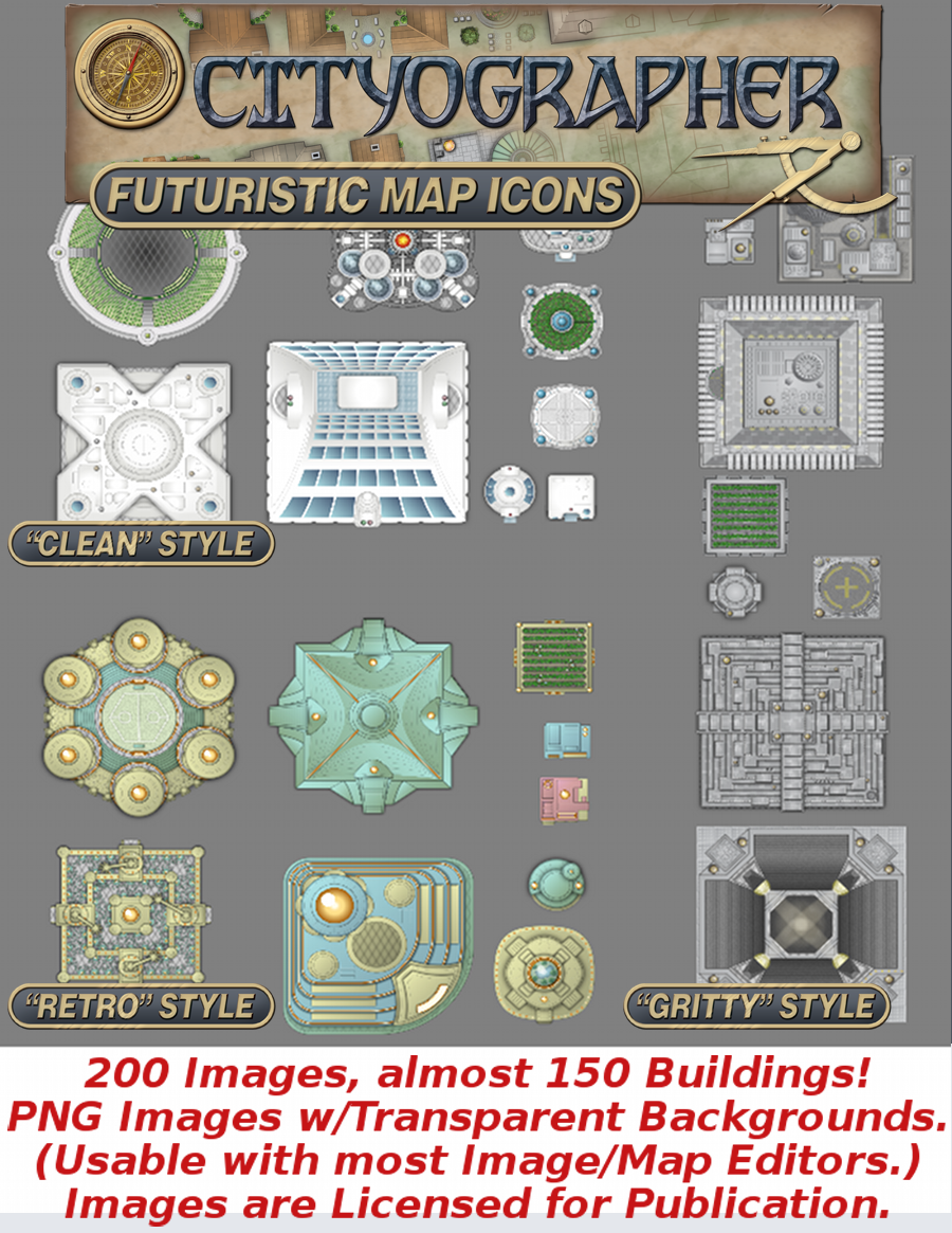 Cityographer Futuristic City Map Icons Set