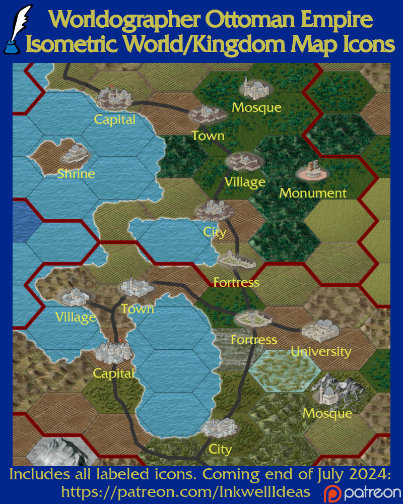 Worldographer 2024 Isometric World/Kingdom PNG Map Icons