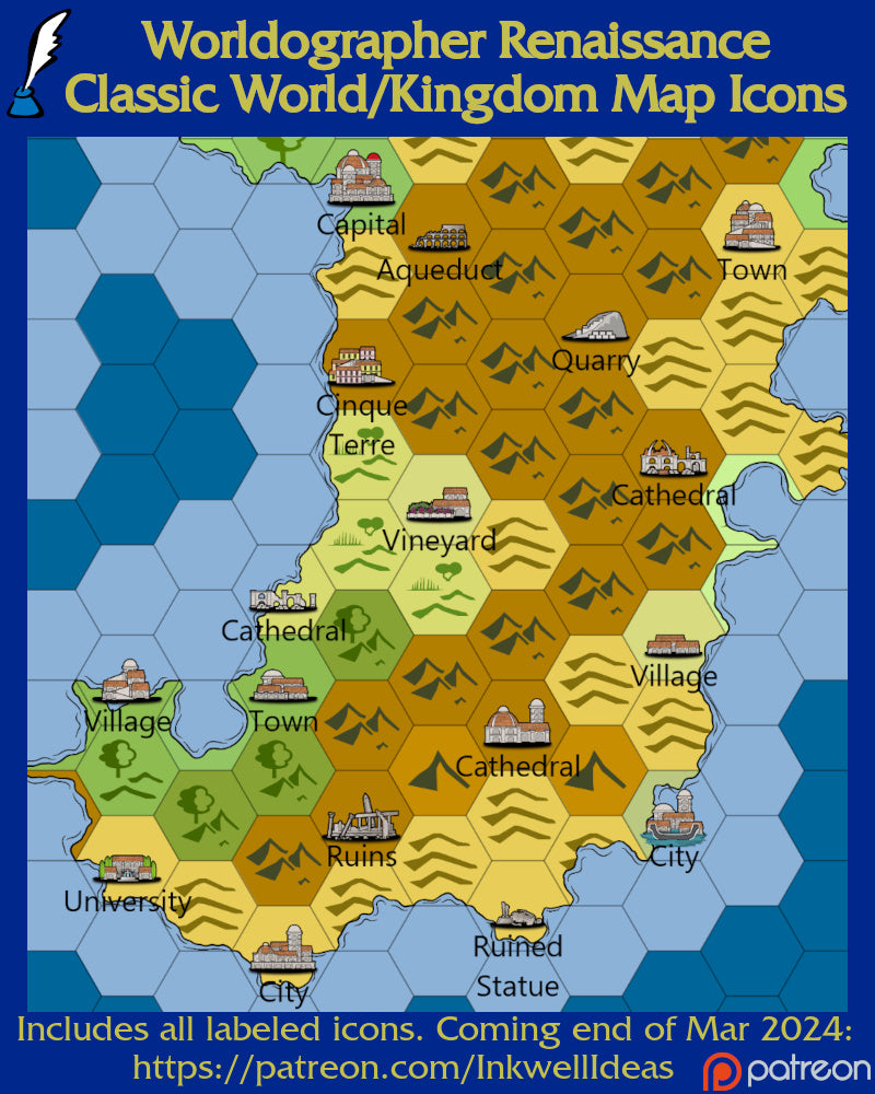 Worldographer 2024 Classic World/Kingdom Map PNG Icons