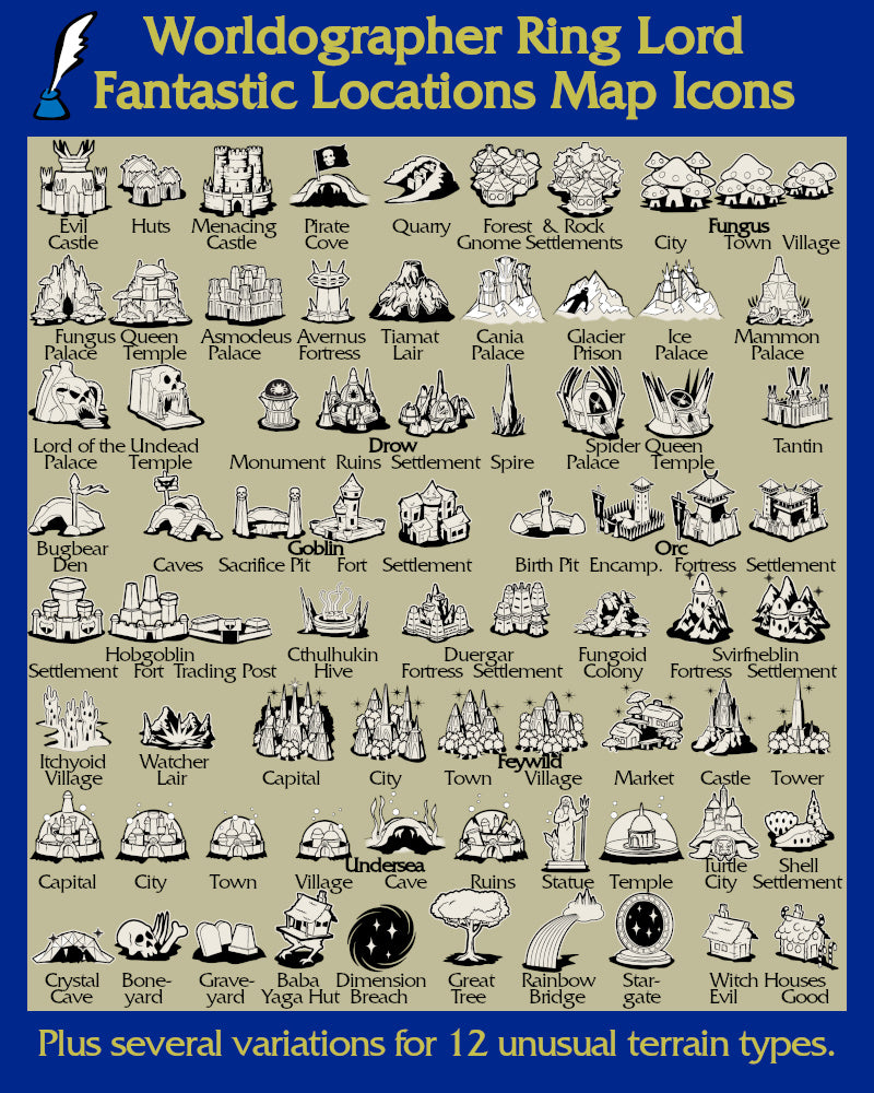 Worldographer Ring Lord Fantastic Locations World/Kingdom Map Icons