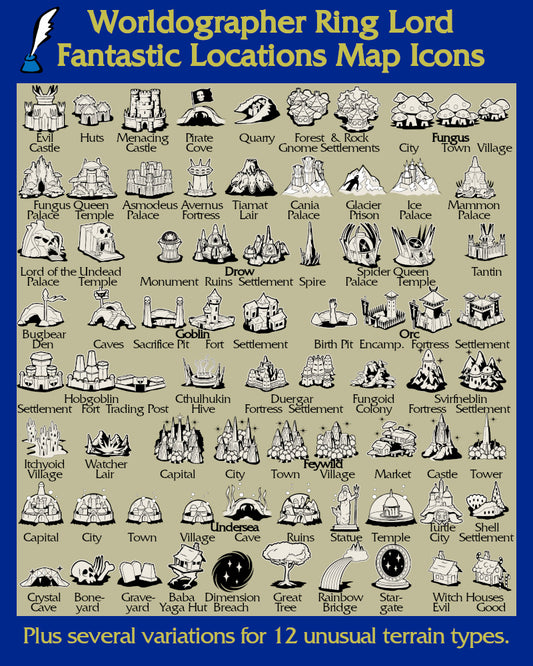 Worldographer Ring Lord Fantastic Locations World/Kingdom Map Icons
