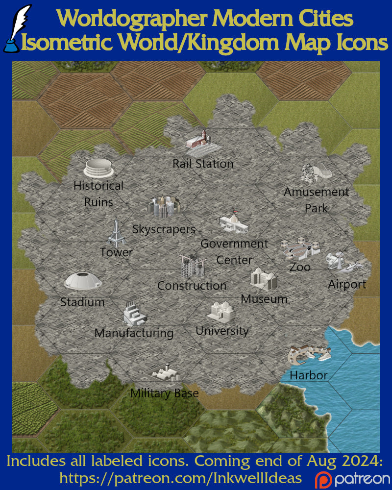 Worldographer 2024 Isometric World/Kingdom PNG Map Icons