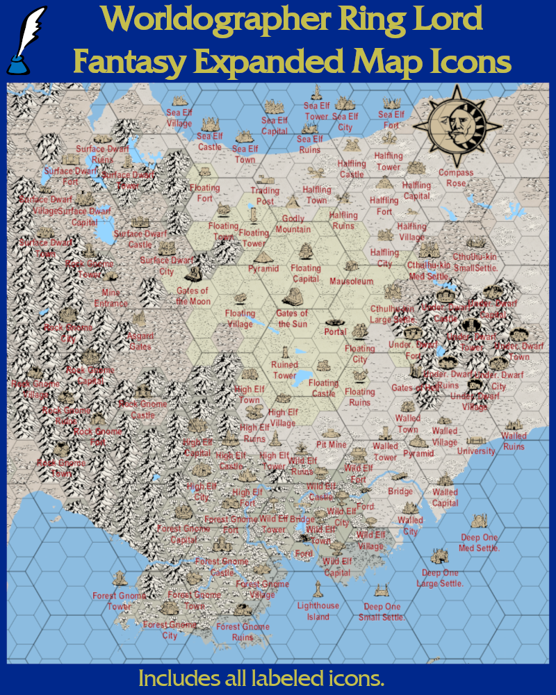 Worldographer Ring Lord Fantasy Expanded World/Kingdom Map Icons
