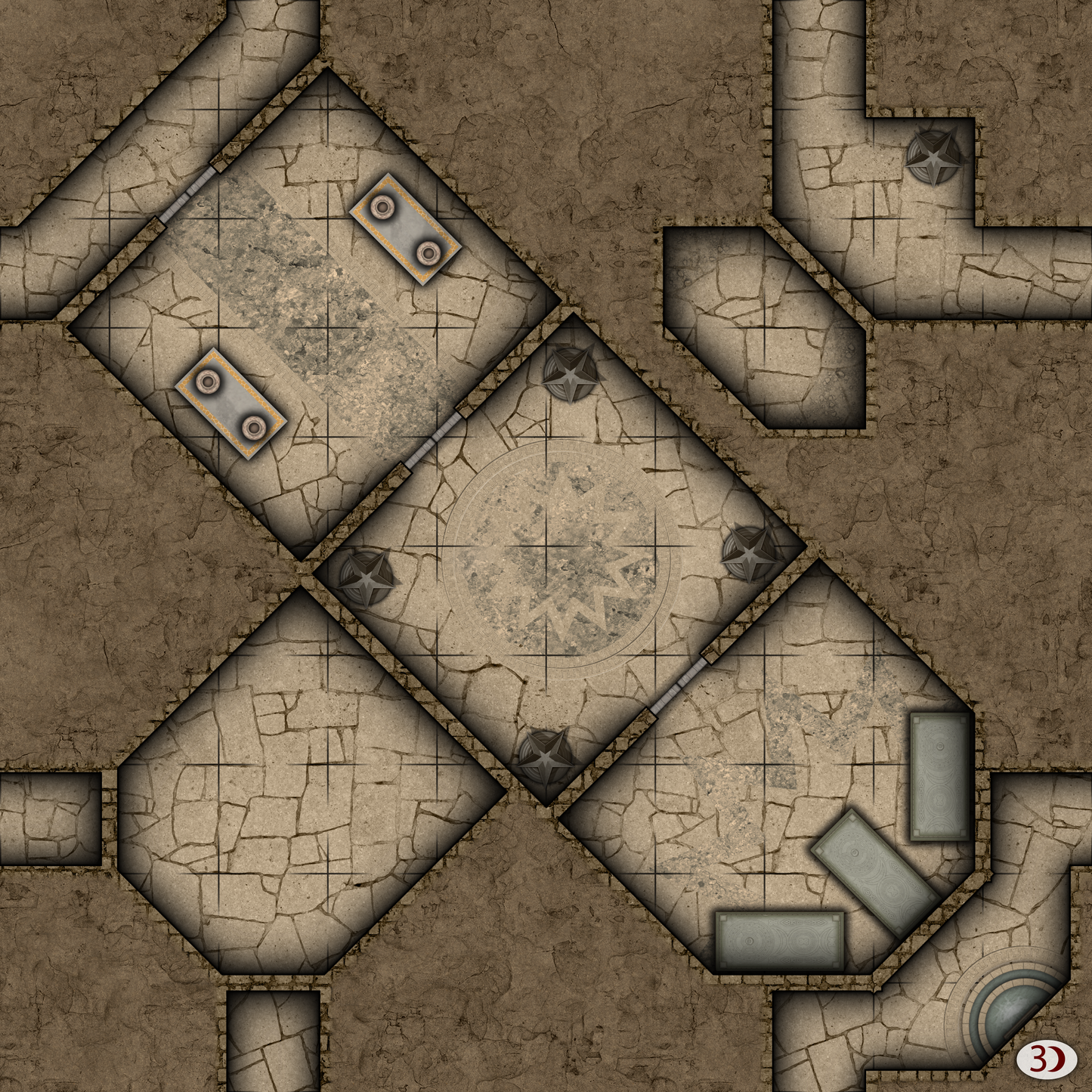 DungeonMorph Crypts, Lairs, & Sewers 10" Battlemat Tiles