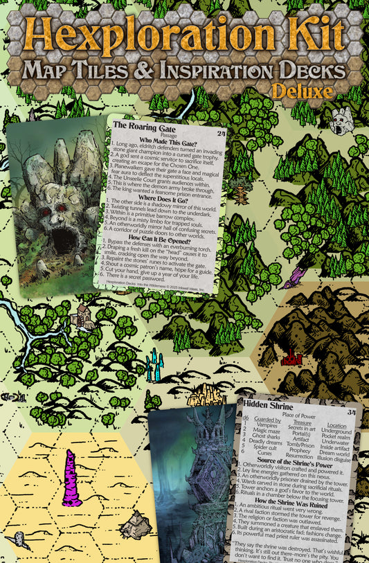 Hexploration Kit Deluxe: Map Tiles & 7 Inspiration Decks