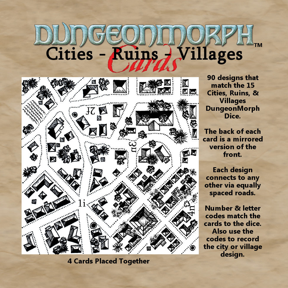 DungeonMorph Cities, Ruins, Villages 2.5" Cards