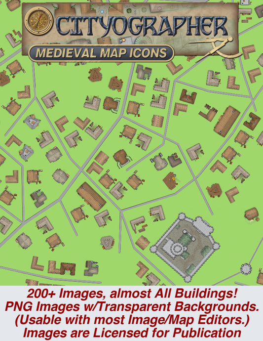 Cityographer Medieval City Map Icons Set
