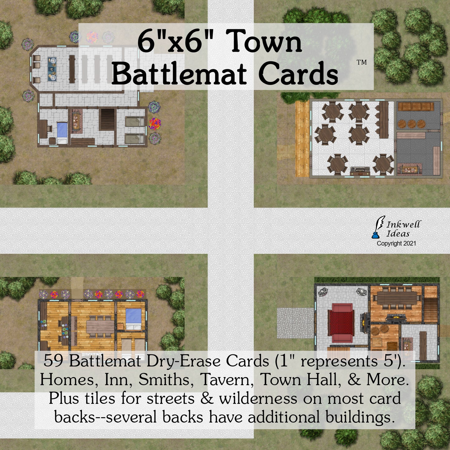 6"x6" Battlemat Town Cards (Based on Town Sidequests)