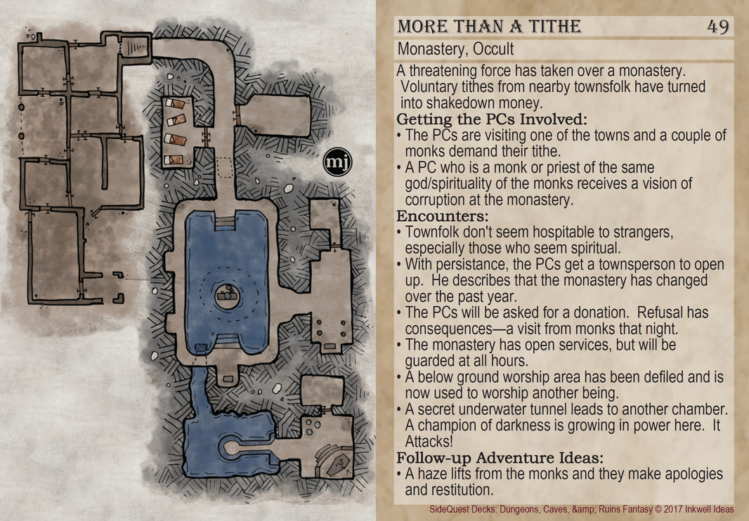 Sidequest Decks: Frontier Town Quests - 72 Cards With Mini-Adventure Outlines For Fantasy RPG & D&D Campaigns